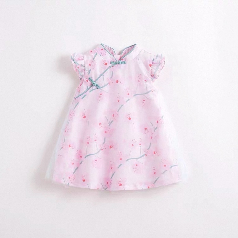 Adorable Girls Pink Qipao Cheongsam Dress 4T – Perfect for Parties & Photos